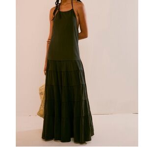 Free People Somewhere Sunny drop-waist Maxi in Black sz XL NWT
